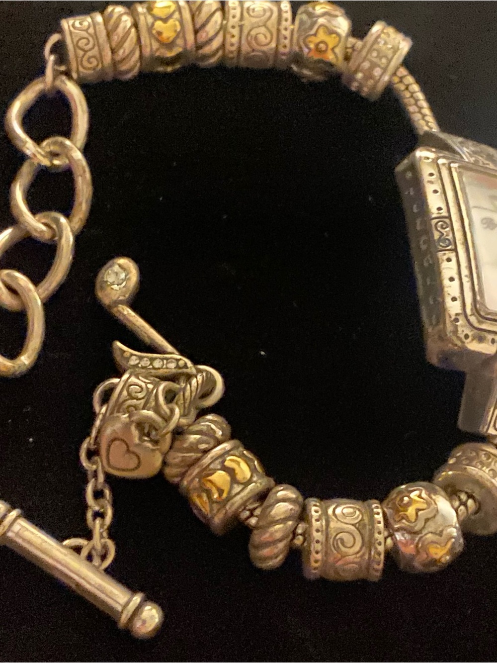 Brighton Two-Tone Gold & Silver colored Charm Bracelet Watch - Women Jewelry